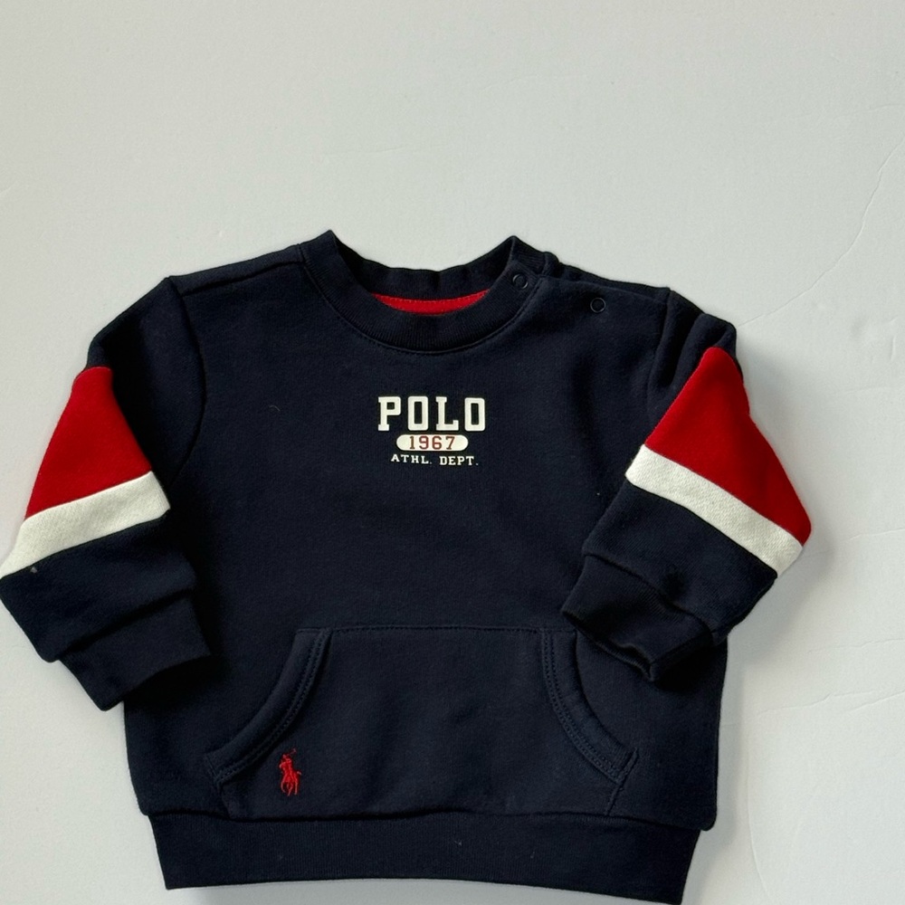 Polo by Ralph Lauren Baby Sweatshirt in Navy and Red 6 Months